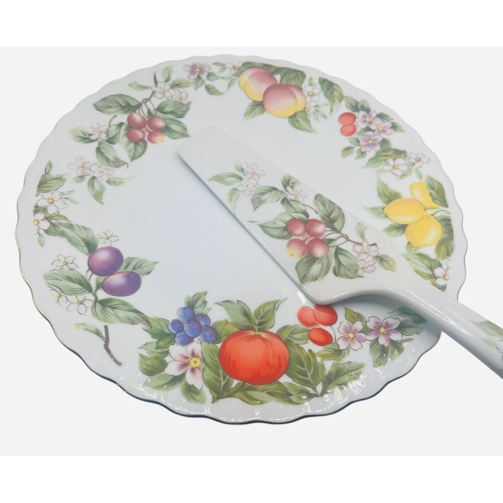 Vintage Andrea by Sadek Cake Plate 10.5” and Server 9.5”. Made in Japan.